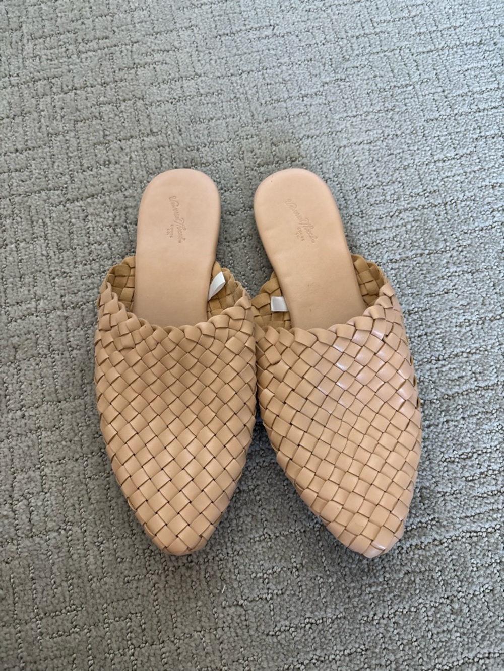 Universal Thread Woven Pointed Mules - Beige/Tan